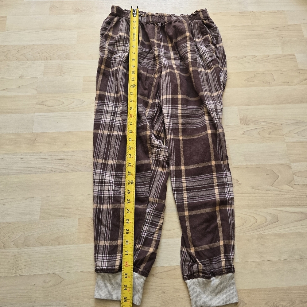 Aerie Brown Plaid Pajama Joggers Size Medium - Picture 7 of 12